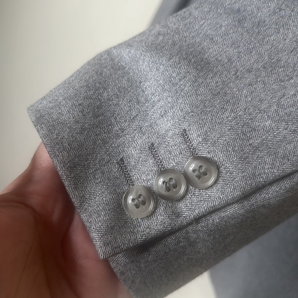 VTG Australia 100% Wool Eagles Clothes Two Button Blazer Chevron Gray Large - Picture 7 of 13